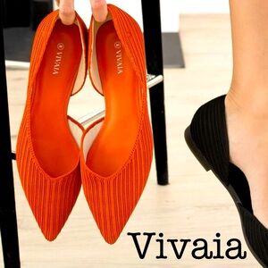 Vivaia Melia Orange Knitted Pointed Flats Size 41